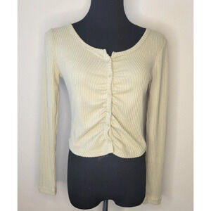Pink Republic Women’s Shirt Size Medium Long Sleeve Knit Sage Green Crop Top